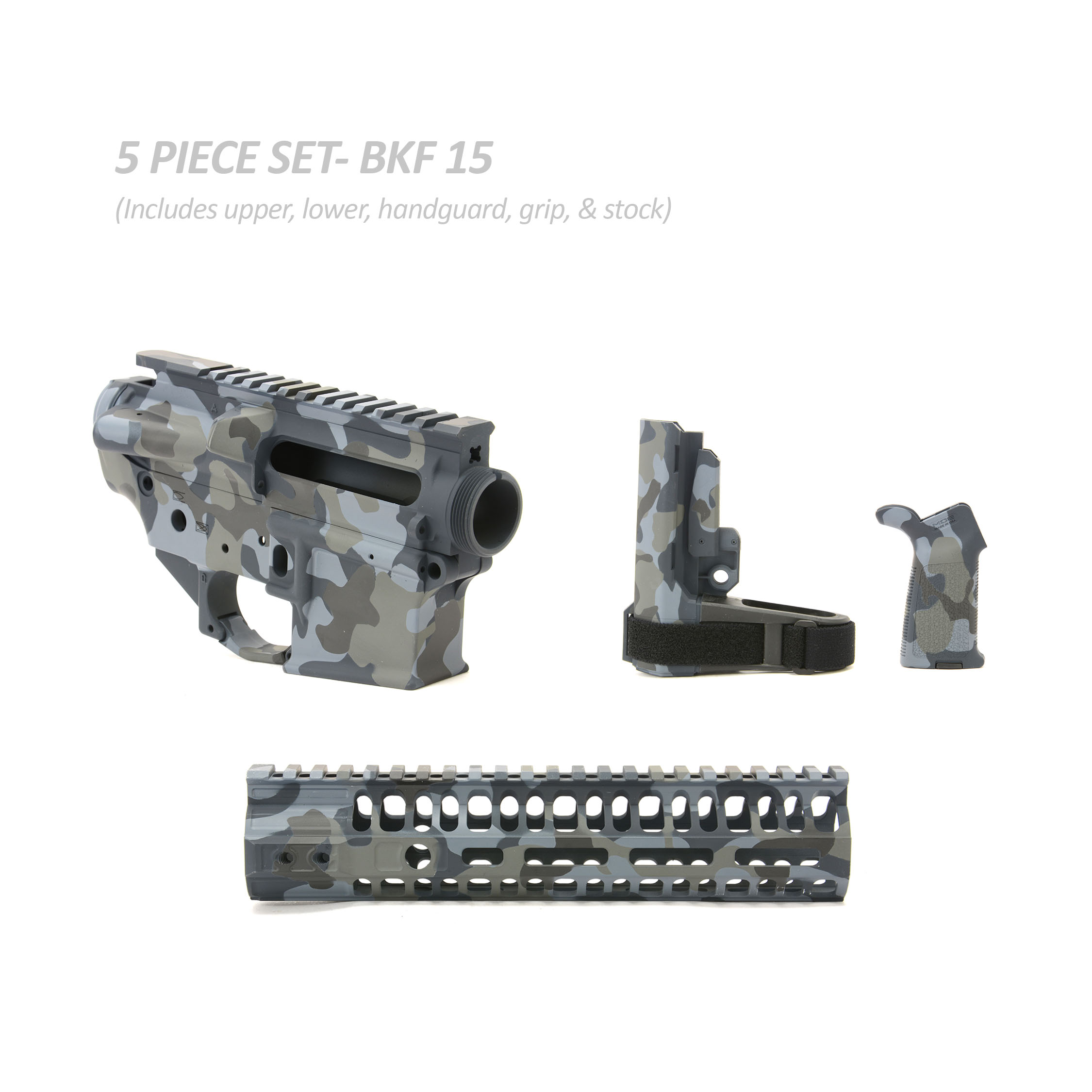 BKF AR15 Cerakoted 8" SBA3 Premium Builder Set - M81 Urban