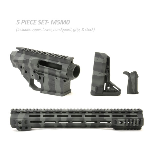 BKF M5 MOD-0 LR-308 Stripped Billet 15" SL-S Cerakoted Builder Set W/ Ambi Bolt Release - Grey Tiger Stripe