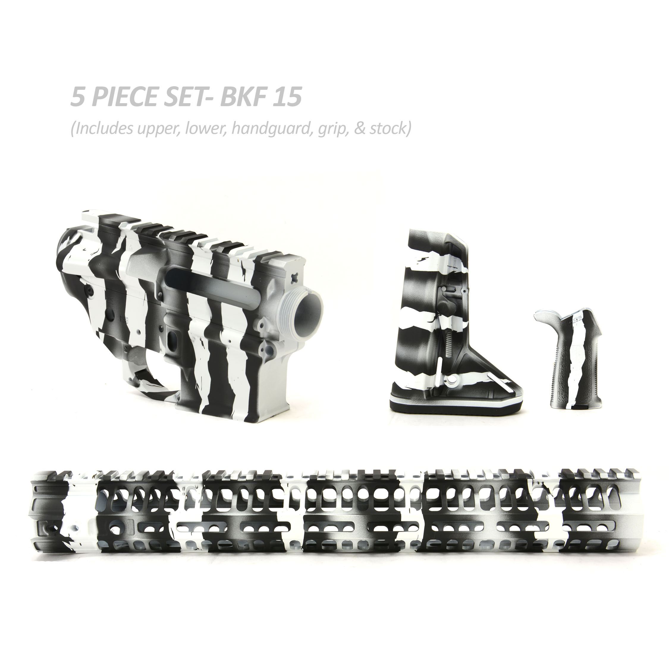 BKF AR15 Cerakoted 15" SL Premium Builder Set - White Tiger Stripe