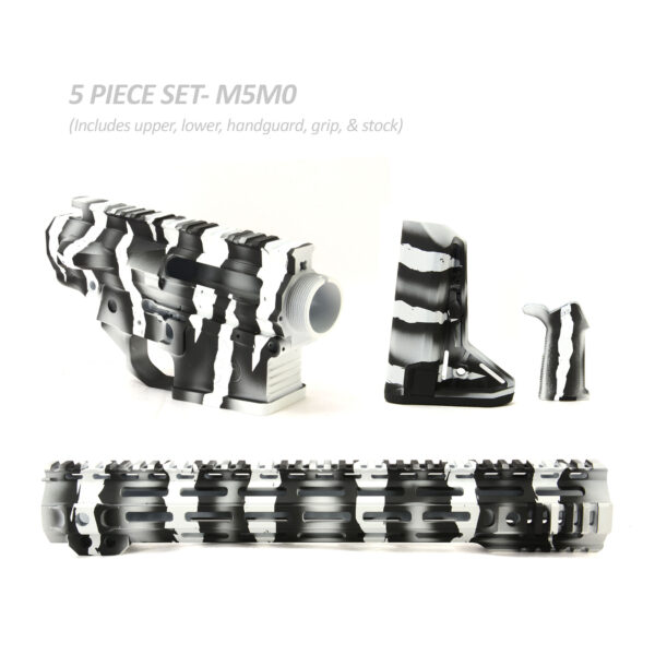 BKF M5 MOD-0 LR-308 Stripped Billet 15" SL-S Cerakoted Builder Set W/ Ambi Bolt Release - White Tiger Stripe