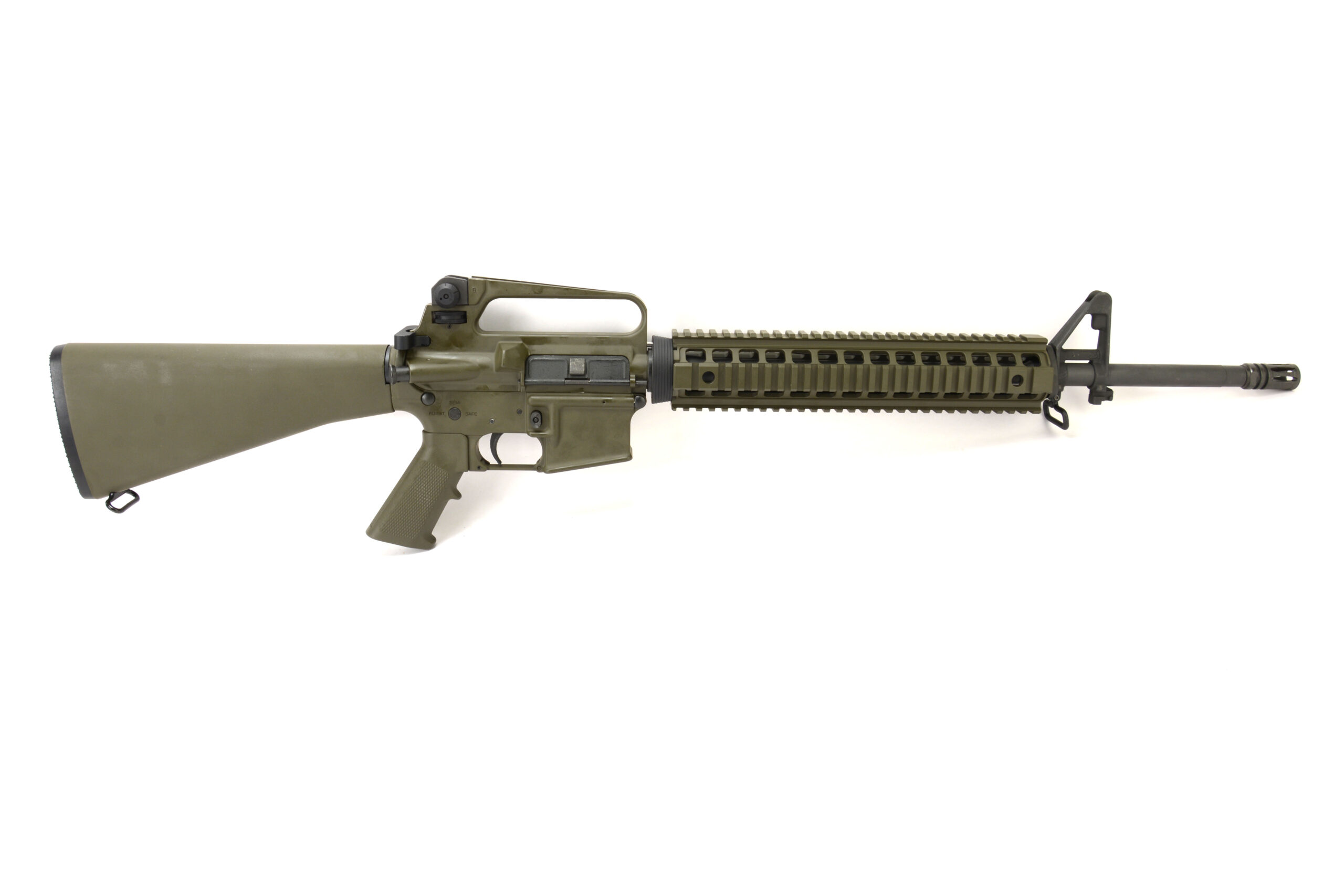 BKF M16A2 20" Chrome Lined Phos 1/7 Twist 5.56 Nato Quad-Rail Rifle - Magpul OD Green Cerakote