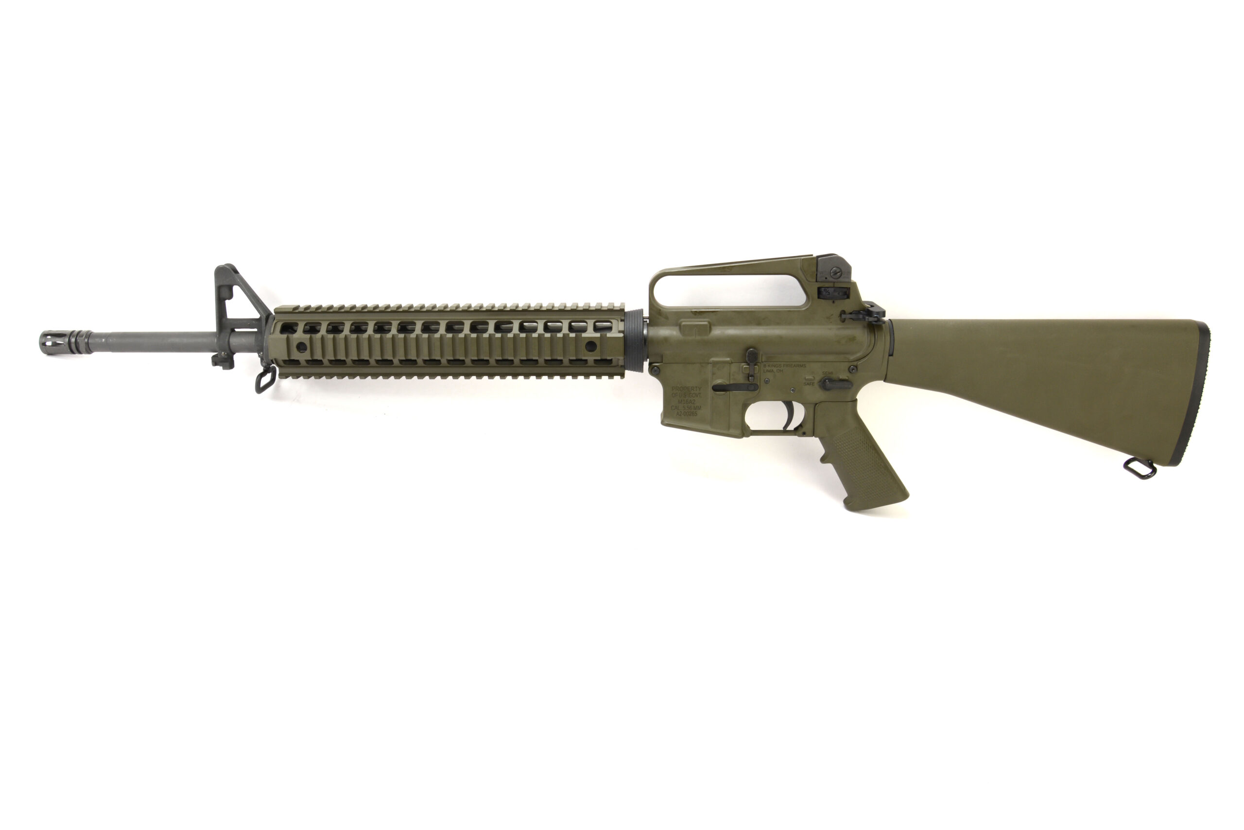 BKF M16A2 20" Chrome Lined Phos 1/7 Twist 5.56 Nato Quad-Rail Rifle - Magpul OD Green Cerakote - Image 2