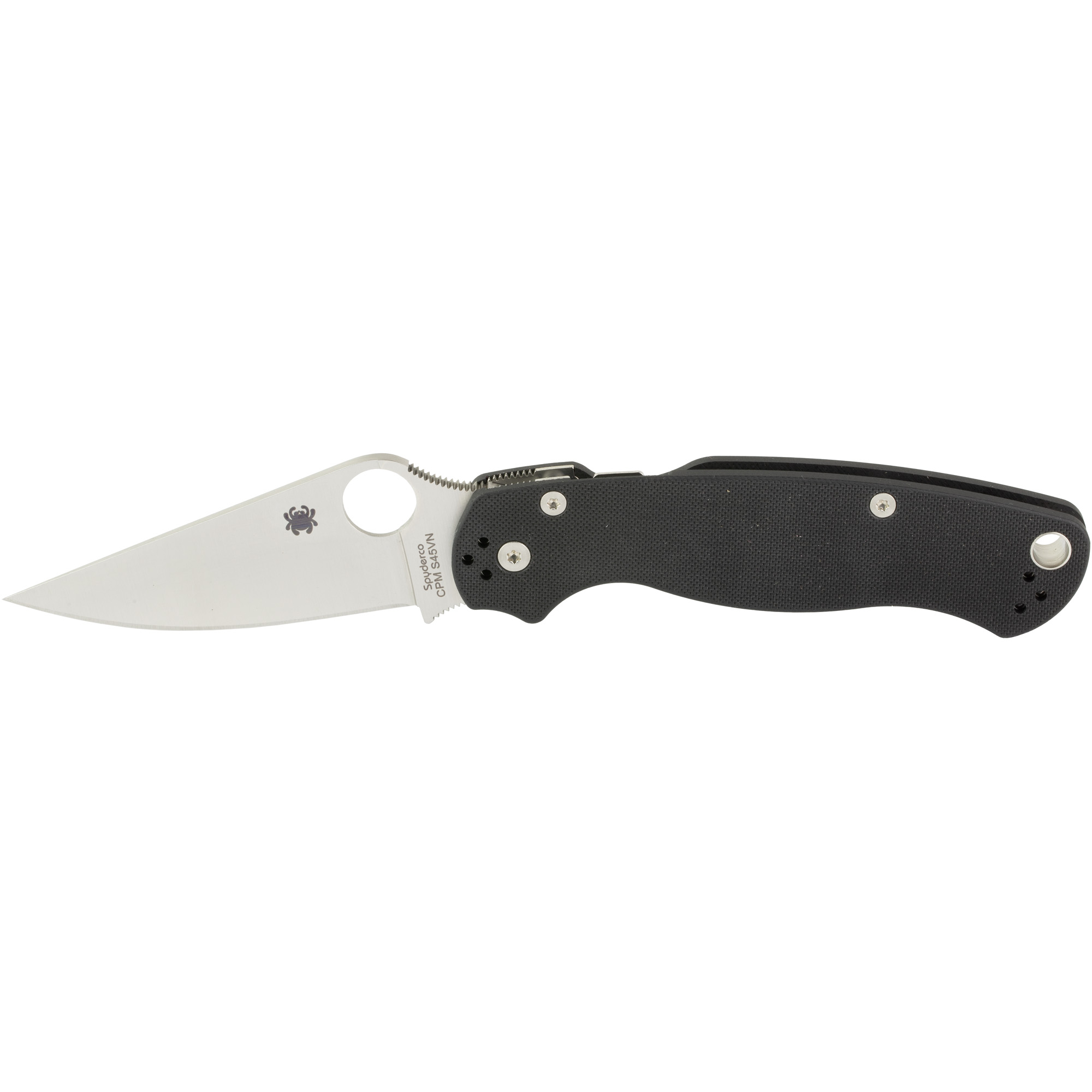 Spyderco, Para Military 2, 3.42" Folding Knife, Plain Edge, CPM-S45VN Finish, Black G10 Handle