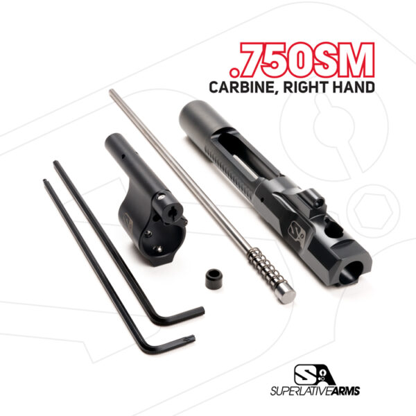 Superlative Arms AR-15 Piston System / .750” Solid, Set Screw Gas Block / Right Hand, Full-Auto, Dark DLC Carrier / Carbine Length