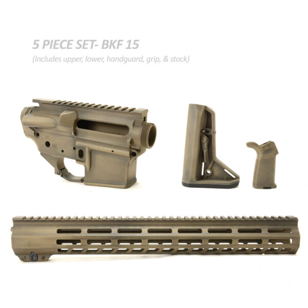 BKF AR15 Cerakoted 15" Moe Builder Set - FDE Battleworn