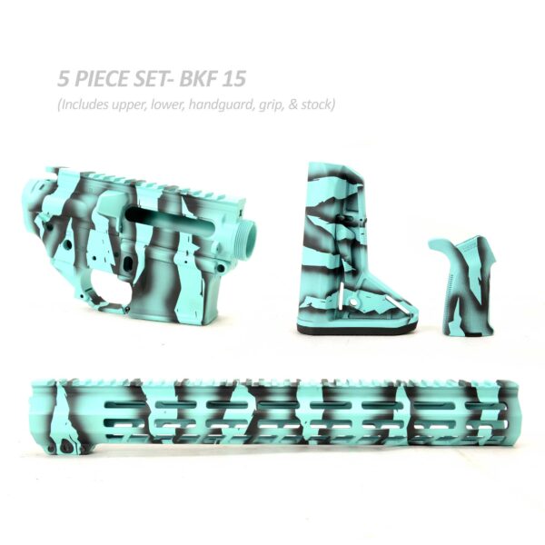 BKF AR15 Cerakoted 15″ Moe Builder Set - Robins Egg Blue Tiger Stripe