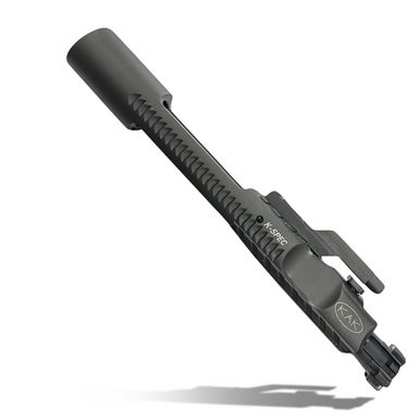 K-SPEC Enhanced AR15 BCG, 5.56/ 300 Blackout- Dual Ejector, Down Vent, Sand Cuts, Smoked Grey DLC, Chrome Lined