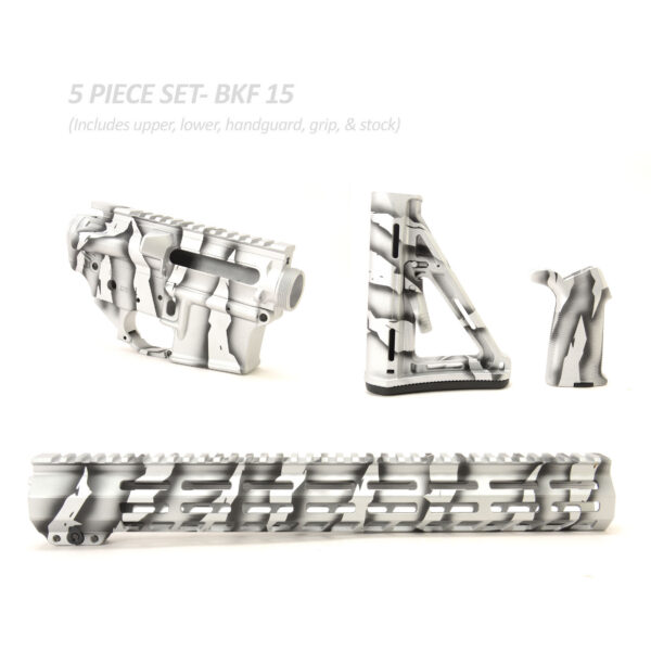 BKF AR15 Cerakoted 15″ Moe Builder Set - Satin Aluminum Tiger Stripe