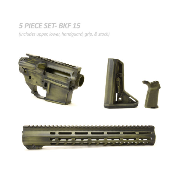BKF AR15 Cerakoted 13" Moe-SL Builder Set - Bazooka Green Battleworn