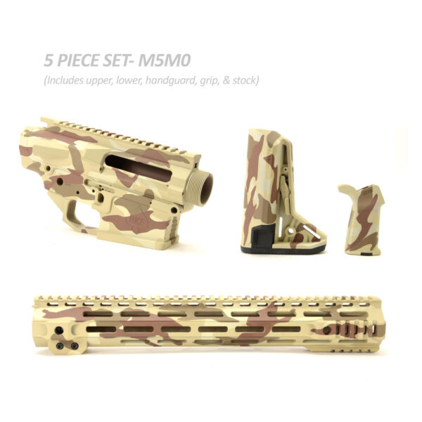 BKF M5 MOD-0 LR-308 Stripped Billet 15" SL-S Cerakoted Builder Set W/ Ambi Bolt Release - M81 Desert