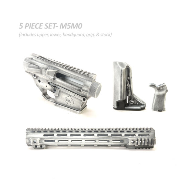 BKF M5 MOD-0 LR-308 Stripped Billet 15" SL-S Cerakoted Builder Set W/ Ambi Bolt Release - Battleworn Stormtrooper White