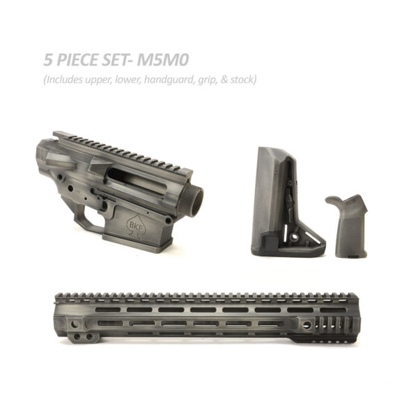 BKF M5 MOD-0 LR-308 Stripped Billet 15" SL-S Cerakoted Builder Set W/ Ambi Bolt Release - Battleworn Titanium