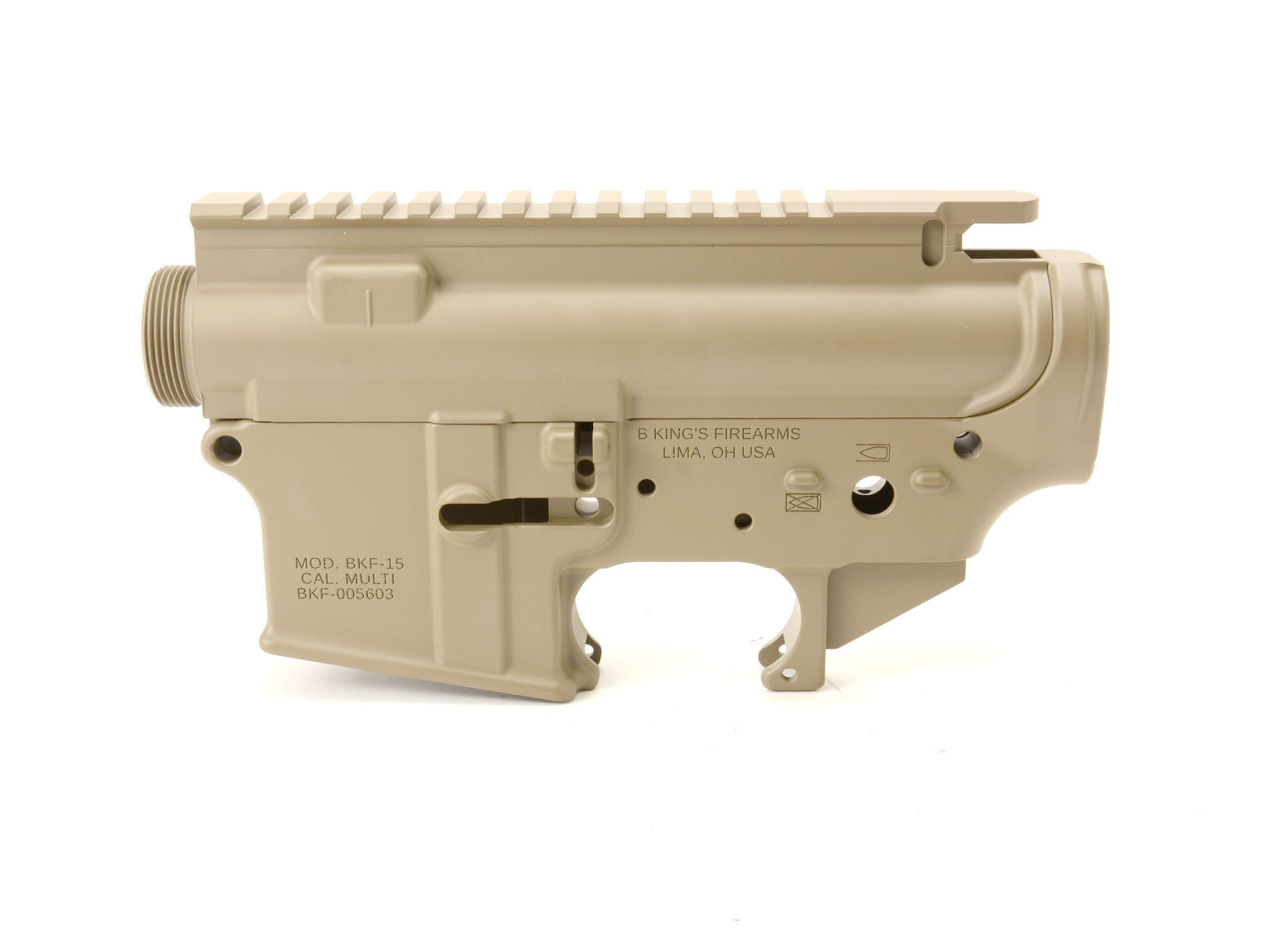 BKF AR15 Stripped Cerakoted Receiver Set (No Logo) - Magpul FDE Cerakote - Image 2