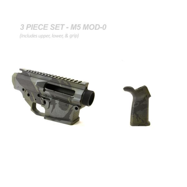 BKF M5 MOD-0 LR-308 Stripped Billet 3 Piece Builder Set W/ Ambi Bolt Release - Shadowcam Black