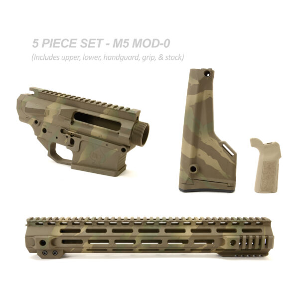 BKF M5 MOD-0 LR-308 Complete Billet Lower Receiver - Tiger Stripe FDE