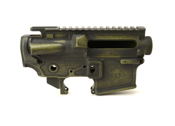BKF M4 MOD-1 Stripped Cerakoted Receiver Set - Bazooka Green Battleworn