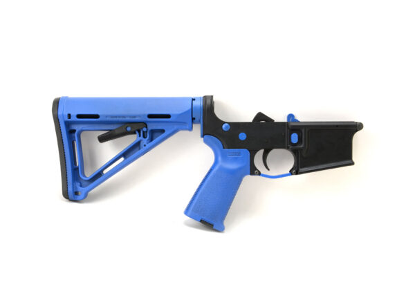 BKF AR15 Complete MOE Lower Receiver - NRA Blue Cerakote Accents