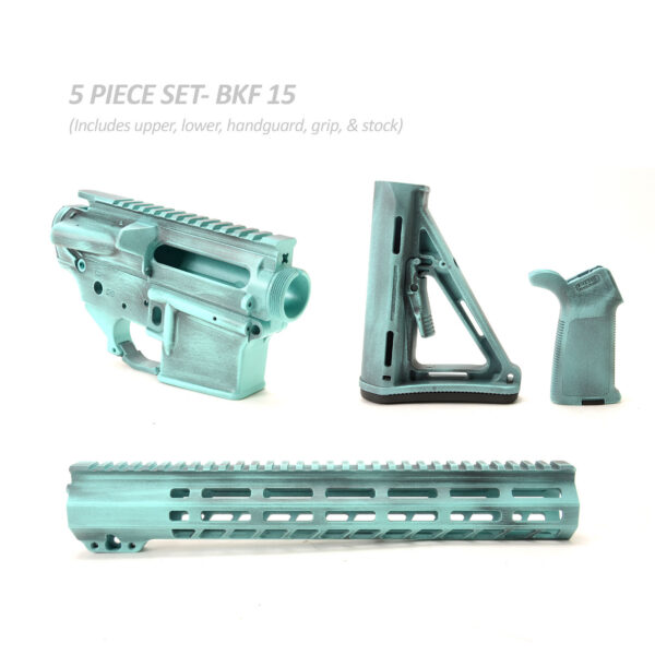 BKF AR15 Cerakoted 13" Moe Builder Set - Robins Egg Blue Battleworn