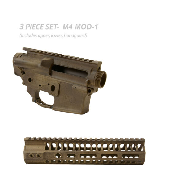 BKF M4 MOD-1 3-Piece Cerakoted 9" Builder Set - Brown Battleworn